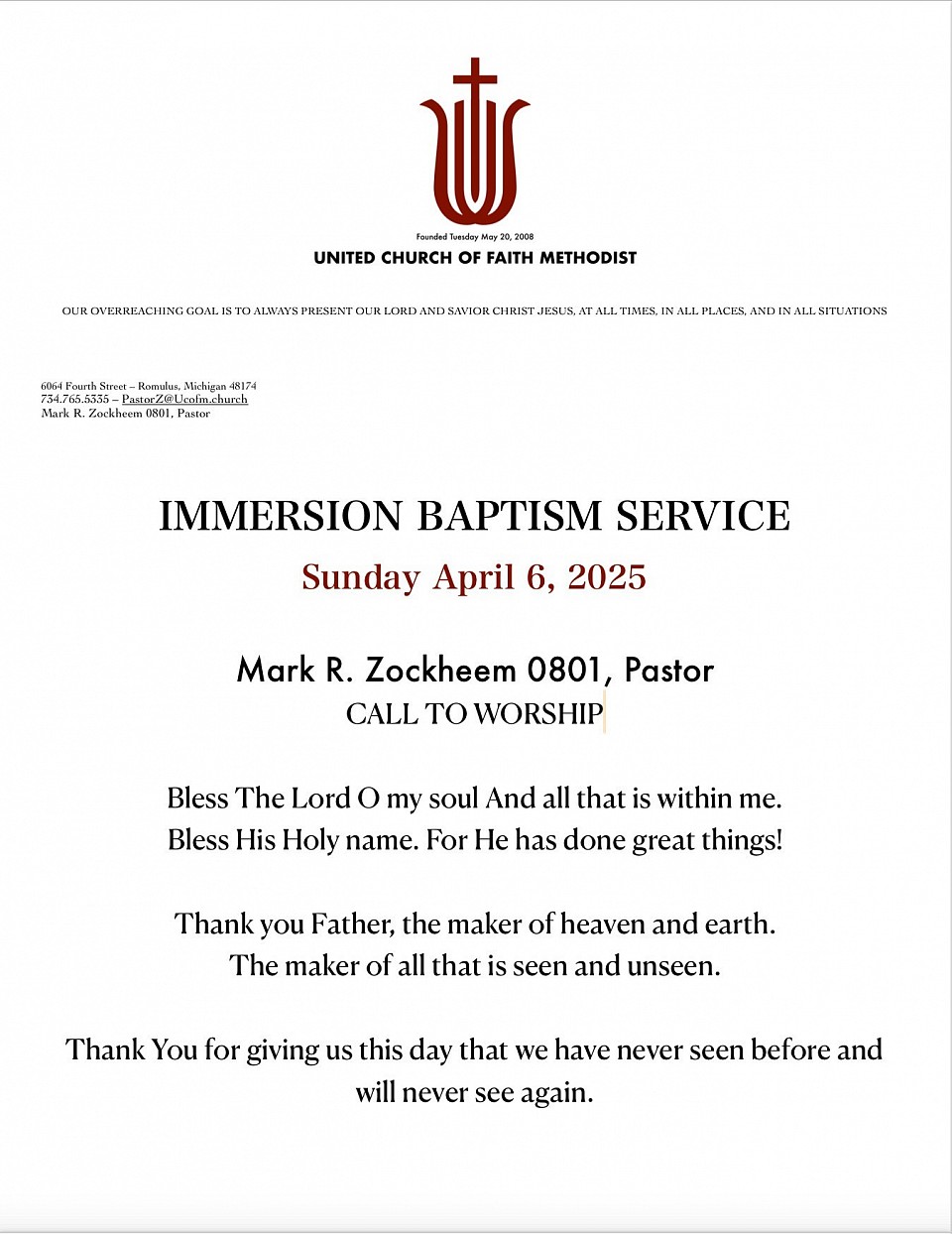 Baptism Service